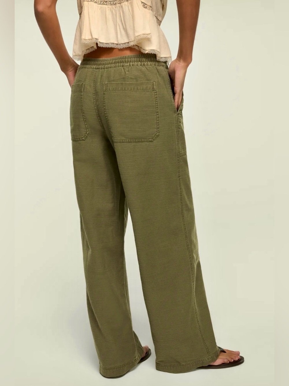 Lucky Brand Wide-Leg Utility Pants - Olive Green - Women’s Large - Picture 3 of 12